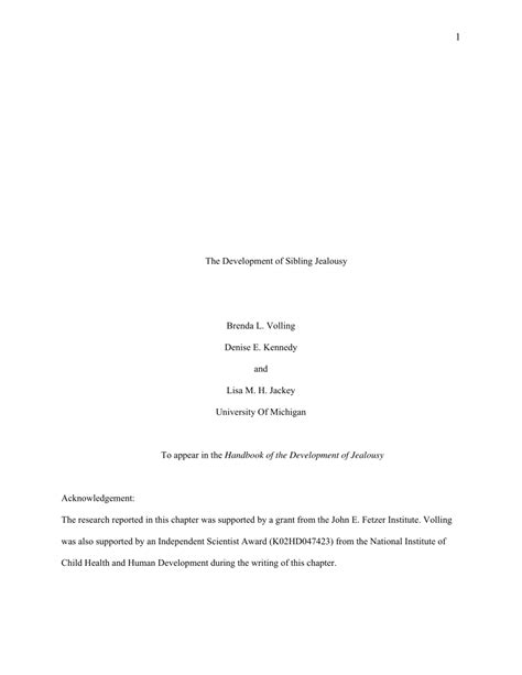 (PDF) The Development of Sibling Jealousy .